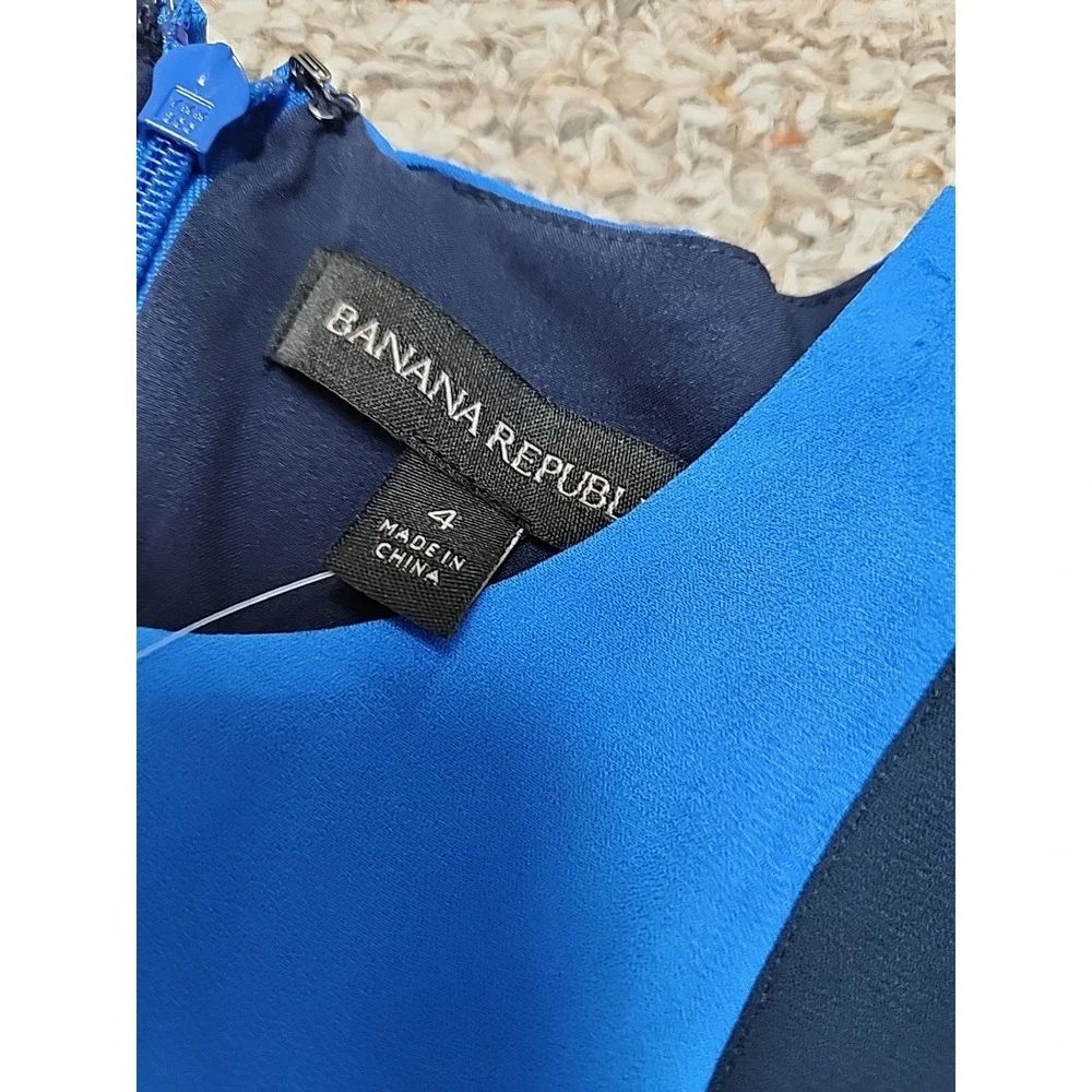 New Banana Republic Color block chevron‎ Pleated midi dress 4 Royal Blue